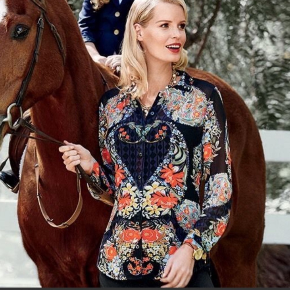 • Cabi • 3072 Amour Semi Sheer Floral Blouse XS